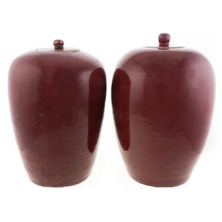 Two Chinese Sang de Boeuf Porcelain Jars