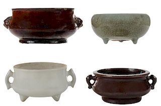 Four Porcelain and Ceramic Censers