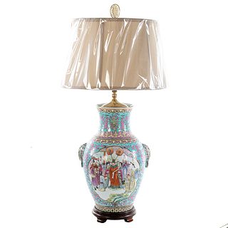 Chinese Export Famille Rose Vase Lamp