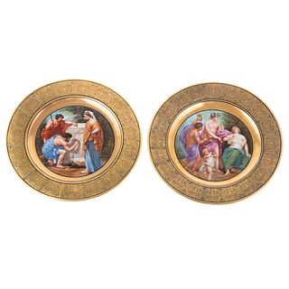 A Pair Continental Vienna Style Cabinet Plates