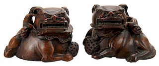 Rare Pair Antique Chinese Carved
