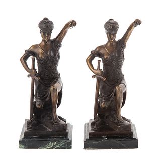 A Pair of Justice Bronze Bookends