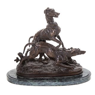 Continental Style Bronze of Two Dogs