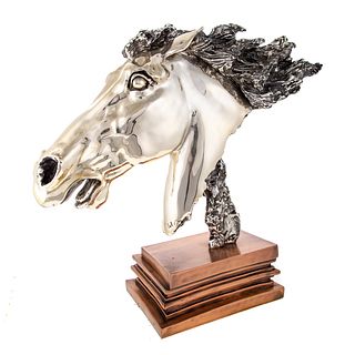Silvered Metal Horse Head by D'Argenta