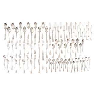 SET OF CUTLERY FRANCE 19TH CENTURY Christofle Silver metal. Service for six, plus spare parts, 89  pieces