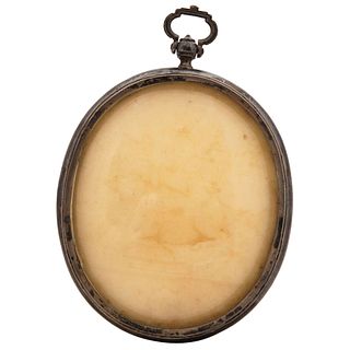 AGNUS DEI 19TH CENTURY Encapsulated wax in metal medallion with glass Conservation details 4.7 x 3.5" (12 x 9 cm)