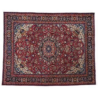 PERSIAN MASHAD MASHHAD, IRAN, Ca. 1960 Made by hand with natural dyes in red, blue and beige. 150 x 115.3" (381 x 293 cm)