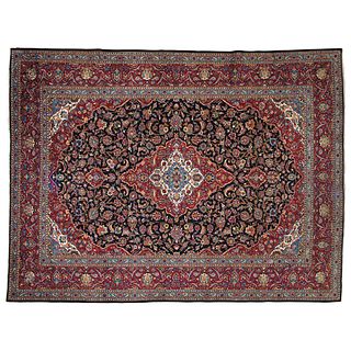 PERSIAN KASHAN KASHAN, IRAN, Ca. 1960 Handmade with natural dyes in blue, red and beige colors. 152.7 x 114.5" (388 x 291 cm)