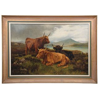WRIGHT BARKER (ENGLAND, 1864-1941) GANADO ESCOCÉS Signed Barker 1894 Oil on canvas Conservation details 40.1 x 61" (102 x 155 cm)