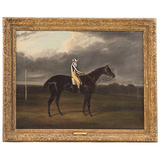 DAVID DALBY (YORKSHIRE, 1810-1865)  JERRY WINNER OF THE 1824 ST. LEGER Oil on canvas Conservation details 29.1 x 22.4" (74 x 57 cm.)