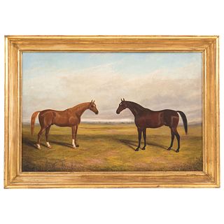 ALBERT CLARK (ENGLAND, 1843- 1928) PAR DE CABALLOS Oil on canvas 20 x 30.3" (51 x 77 cm) Conservation details