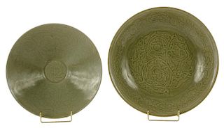 Two Celadon-Glazed Porcelain Bowls