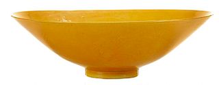 Yellow-Glazed Conical Porcelain Bowl