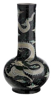 Famille Noir Porcelain Dragon Bottle