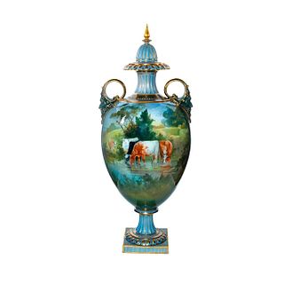 Doulton Burslem C. Hopkins Exhibition Vase, Pastoral Scene