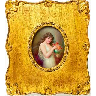 Royal Doulton Leslie Johnson Art Plaque, Woman With Flowers