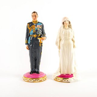 2 Royal Doulton Figurines Prince Albert and Elizabeth Bowes