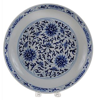 Blue and White Porcelain Lotus Dish