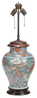 Wucai Floral-Decorated Jar Converted
