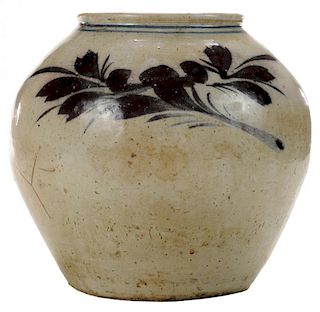 Antique Korean Decorated Stoneware Jar