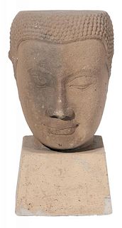 Asian Carved Stone Buddha Head
