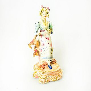 Antique Porcelain Figurine Gathering Flowers
