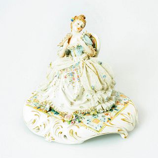 German Porcelain Figurine, Woman With Hand Fan