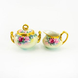 Limoges, William Guerin, Sugar Jar With Lid And Creamer