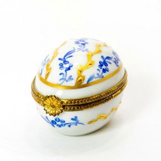 Limoges Trinket Box, Blue and Gold
