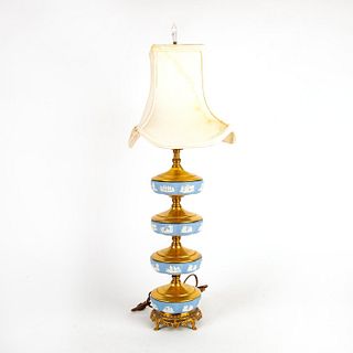 Vintage Wedgwood Blue Jasperware Table Lamp