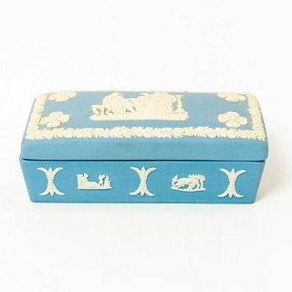 Wedgwood Rectangular Trinket Box Blue Biscuit