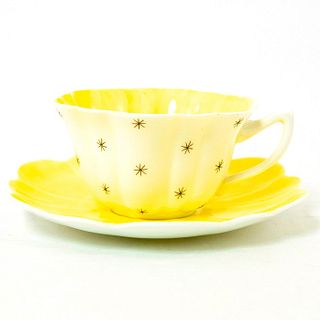 Shelley Fine Bone China Cup And Saucer, Pole Star, Yellow