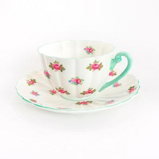 Shelley Fine Bone China Ludlow Cup And Saucer, Rosebud