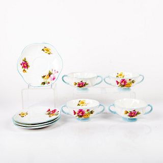 8pc Shelley China Begonia Teacup and Saucer 13427