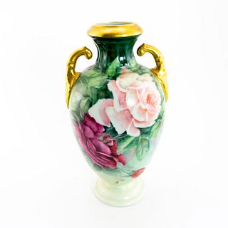 Vintage German Style Porcelain Vase, Roses