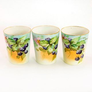 3 Vintage Porcelain Tumblers, Grape Pattern