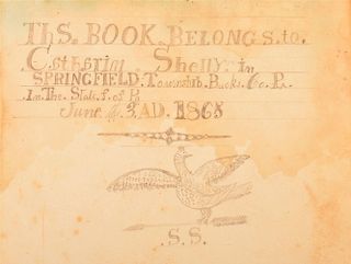 (1 vol) Pencil Drawing on 1865 Religious Book