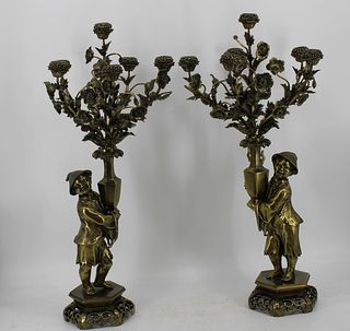 An Antique Pair Of Gilt Bronze Orientalist Figural