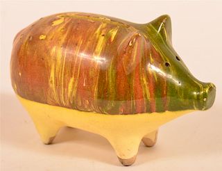 Mottle Glazed Earthenware Pig Form Bank.