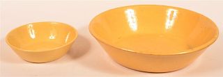 Two Signed Yellowware Nappy Bowls.