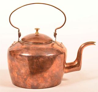 Unsigned Pennsylvania Copper Tea Kettle.