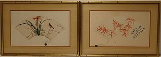 (2) Framed Signed Painted Asian Paper Fans.