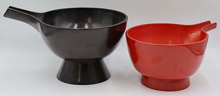 (2) Lacquered Wood Kataguchi or Spouted Bowls.