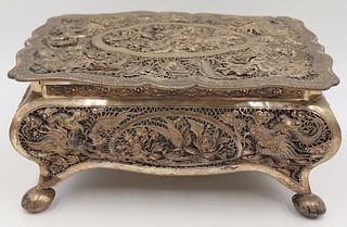 SILVER. Signed Chinese Export Silver Box.
