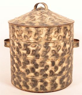Large Smoke Decorated Tin Canister