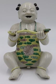 Chinese Famille Verte Figure of a Boy.