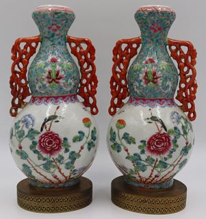 Pair of Chinese Famille Rose Vases.