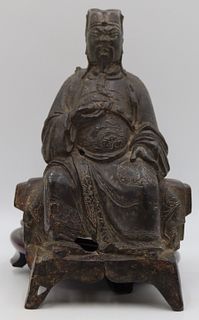 Antique Asian Bronze of a Seated Warrior.