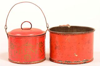 Two Pieces of 19th Century Red Tole.