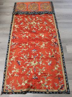 Chinese Embroidered Silk Tapestry or Shawl.